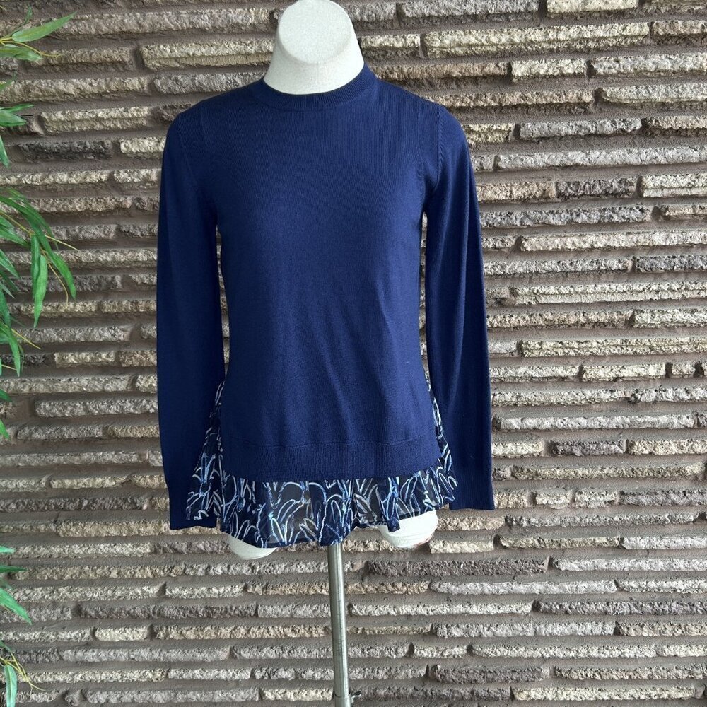 Grey Jason Wu Blue Crewneck Sweater Blouse Attached Size Small - Picture 6 of 9